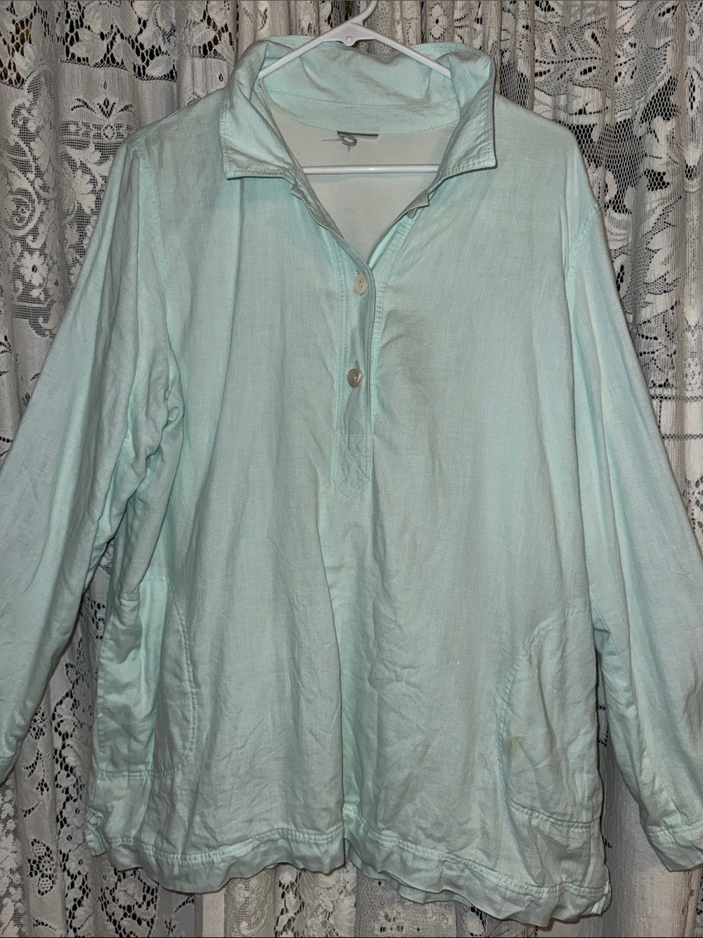 J. Jill Light Mint Button Pullover Shirt Jacket